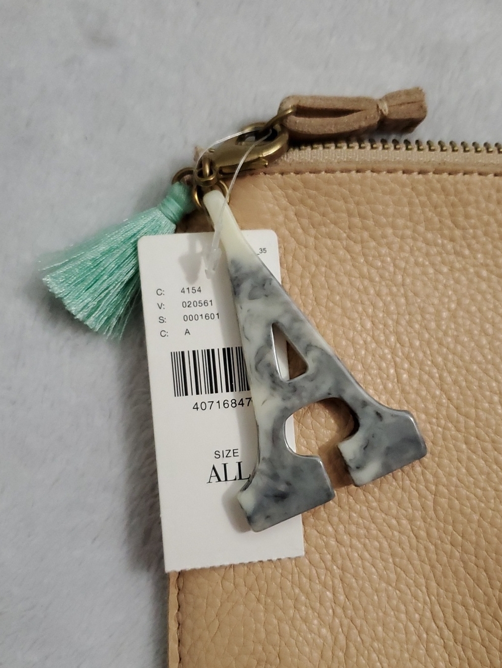 NWT Anthropologie Leather Monogram Pouch Letter A - Picture 4 of 5